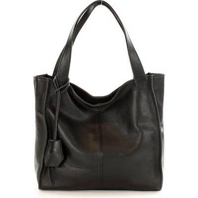Mazzini Genuine Leather Marco Čierna kožená shopper kabelka Portofino Max Čierna