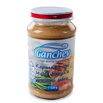 Image 1 of Ганчев пюре Картофи със зелен фасул и пуешко месо 12м+