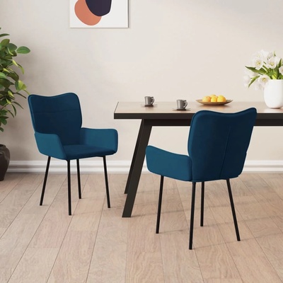 vidaXL Трапезни столове, 2 бр, сини, кадифе (344819)
