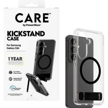 Image 1 of Panzer Гръб CARE by PanzerGlass за Samsung Galaxy S26, Urban Explorer Case w. Black Kickstand and Qi - Прозрачен