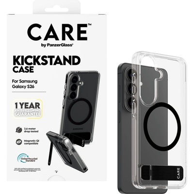 Panzer Гръб CARE by PanzerGlass за Samsung Galaxy S26, Urban Explorer Case w. Black Kickstand and Qi - Прозрачен