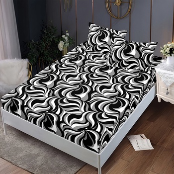 EmonaMall Долен чаршаф с ластик и две калъфки (за матрак 160x200) EmonaMall, 3 части - Модел S18303 (S18303-4444c9)