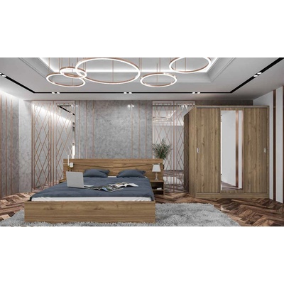 Bogdan Furniture I Спален комплект модел 7074 за матрак 160/200, Орех адмирал