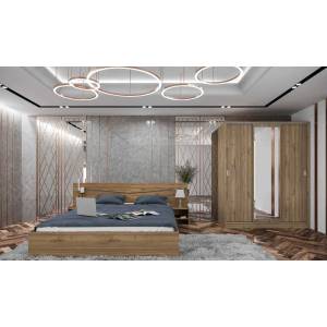 Bogdan Furniture I Спален комплект модел 7074 за матрак 160/200, Орех адмирал