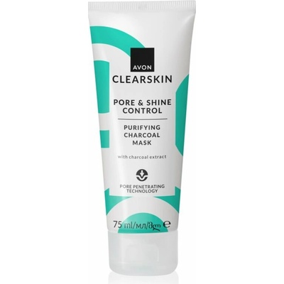 Avon Clearskin Pore & Shine Control čisticí maska s aktivním uhlím 75 ml