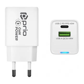 Image 1 of Prio Зарядно / адаптер USB-A / USB-C, GaN, PD, 45W (21089)