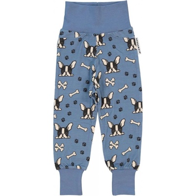 Geggamoja Bambusové dětské rostoucí kalhoty Blue Bulldog