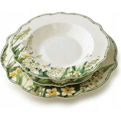 Plochý talíř Mondex zelený porcelánový 18 ks