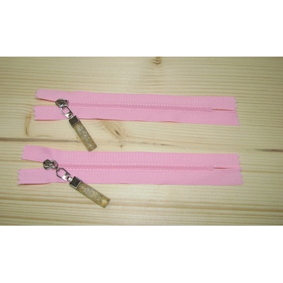 Kostenný zips ružový 3mm nedeliteľný 14cm