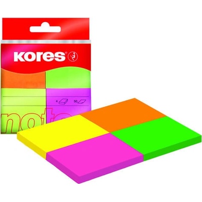 Kores Neónové bločky Multicolour 40x50 mm v 4 farbách