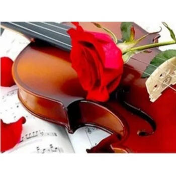 Image 1 of Червена роза и цигулка 40/30 см