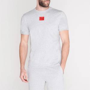 Hugo Тениска Hugo Mens HUGO Diragolino Contemporary T-Shirt with Logo Detail - Grey 029
