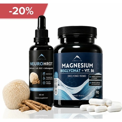Hrotlife Neuro podpora Neurohrot tinktúra 60 ml a Magnézium bisglycinát 90 kapsúl