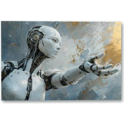 Plakát – Humanoidní robot s nataženou rukou Bez rámu Ano Bez rámu 135 × 90 cm