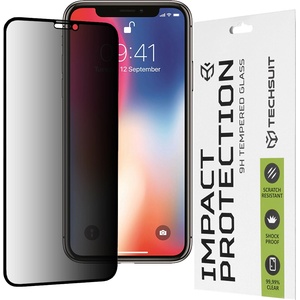 Techsuit Протектор за iPhone X / iPhone XS / iPhone 11 Pro - 111D Privacy Full Glue - Черен