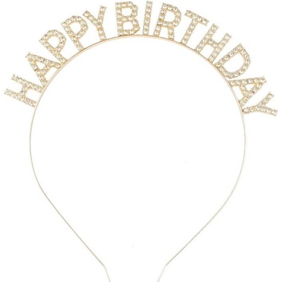 Dortisimo Nejedlá dekorace kovová Čelenka zlatá Happy Birthday