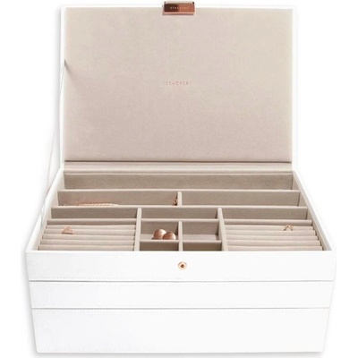 Stackers šperkovnice 3v1 White & Rose Gold Supersize Set bílá 74108