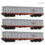 Roco Комплект от три товарни вагона без покрив, Öbb vi (6600121)