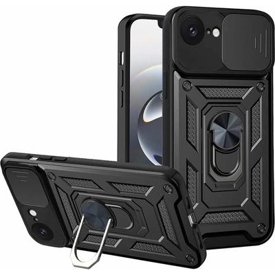 Techsuit Хибриден удароустойчив кейс с пръстен против изпускане за iPhone 16e, iPhone 17e - Techsuit CamShield Case (черен) (KF2328199)