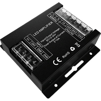 Ultralux УСИЛВАТЕЛ ЗА rgb led ЛЕНТА 3x10a, 360w (12v dc), 12-24v dc (rgbamp30a)