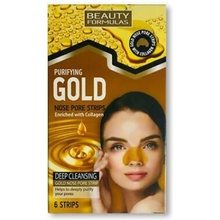 Beauty Formulas Gold zlaté čistiace pásky na nos s kolagénom a lieskovým orieškom 6 ks