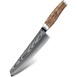 HARAHU Дамаски кухненски нож ZE-37559 - Kiritsuke / Кафяв KP37559