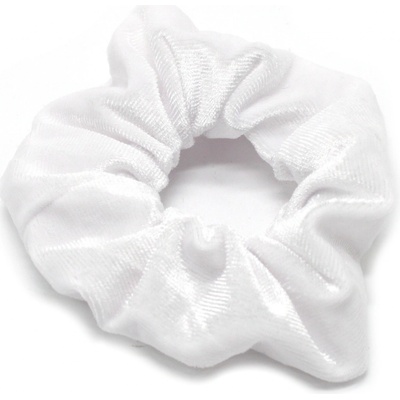 Sametová gumička na vlasy, scrunchie Barva: bílá