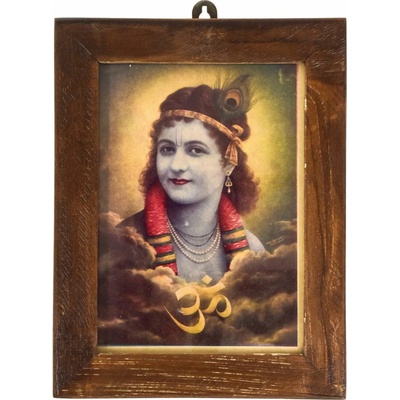 Sanu Babu Krišna, obrázek v rámečku z teakového dřeva, 15x1x20cm (1H)