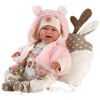 Llorens Интерактивна кукла Llorens - Мими, С възглавничка еленче, Със звуци, 42 см (ll74028) (ll74028)
