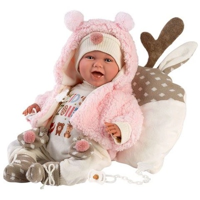 Llorens Интерактивна кукла Llorens - Мими, С възглавничка еленче, Със звуци, 42 см (ll74028) (ll74028)
