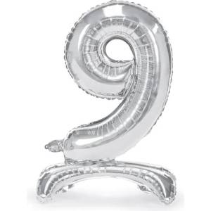 PartyDeco Самостоящ балон от фолио 9 сребрист 70 см