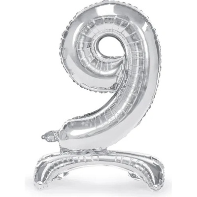 PartyDeco Самостоящ балон от фолио 9 сребрист 70 см
