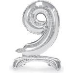 PartyDeco Самостоящ балон от фолио 9 сребрист 70 см