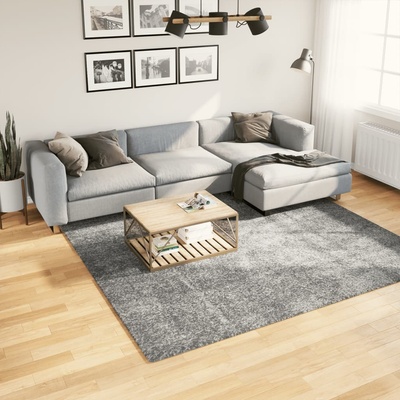vidaXL Шаги килим с дълъг косъм, модерен, зелен, 240x240 см (375306)
