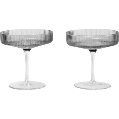 Ferm LIVING Poháre na šampanské Ripple dymové 2 x 150 ml