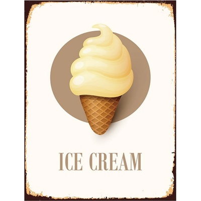 Bílá antik nástěnná kovová cedule Ice Cream - 25*1*33 cm - Clayre & Eef