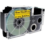 Pro Casio Съвместима лента с Casio XR-18YW1, 18mm x 8m черен печат / жълт фон (XR18YW)