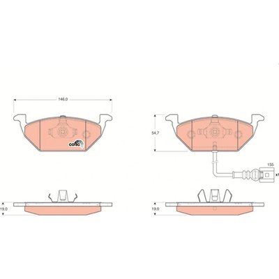 Sada brzdových platničiek, vždy 4 kusy v sade TRW GDB1658