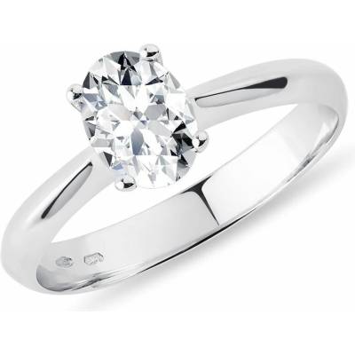 KLENOTA Luxusní prsten s oválným diamantem v bílém zlatě R0869202