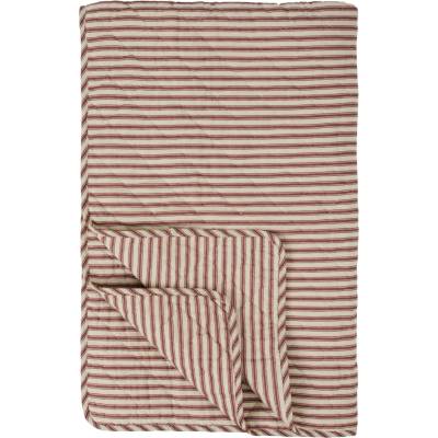 Ib Laursen Prošívaný přehoz Sand / Dusty plum stripes 130 × 180 cm
