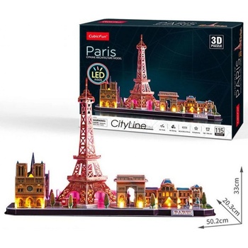 CubicFun 3D puzzle CityLine panorama svítící Paříž 115 ks
