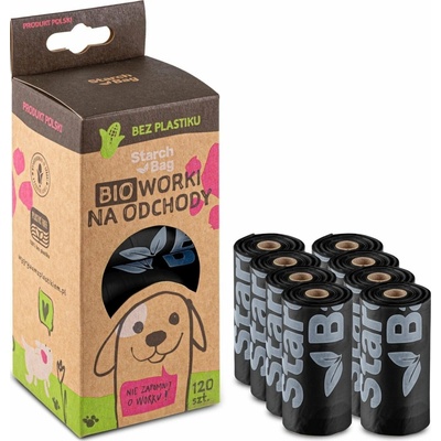 Starchbag BIO sáčky na exkrementy kompostovatelné černé 8x15 ks