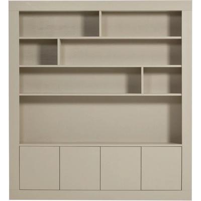 WOOOD Šedobéžová knihovna Wallcover 229x210 cm