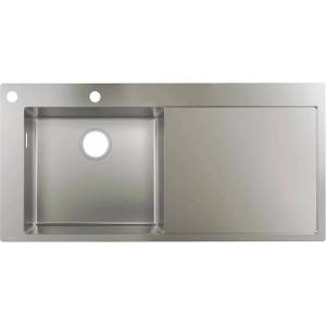 Hansgrohe Кухненска мивка Hansgrohe S71 от неръждаема стомана 104.5x51 см, ляв капак, с отвор за бутон (43332800) Мивка за вграждане
