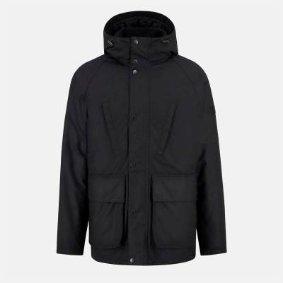 Barbour international Яке BARBOUR INTERNATIONAL Men's Oakdale Hooded Long Sleeve 4 Pockets Full Zip Wax Jacket - Black BK71