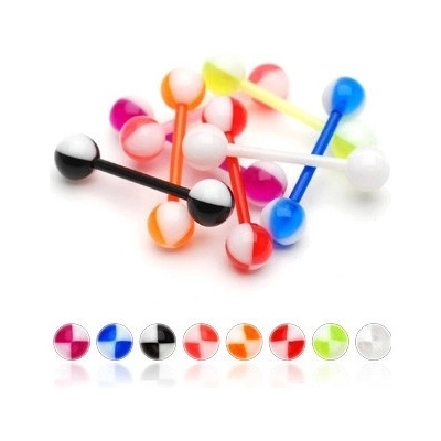 Šperky eshop piercing do jazyka UV barevné čtvrtky W41.07 Červená