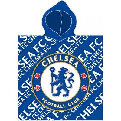 Carbotex detské plážové pončo chlapčenská osuška s kapucňou Chelsea FC 60 x 120 cm