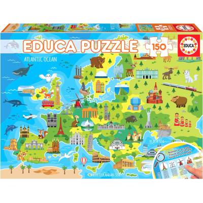 Educa - Puzzle Map of Europe 150 pieces - 150 piese