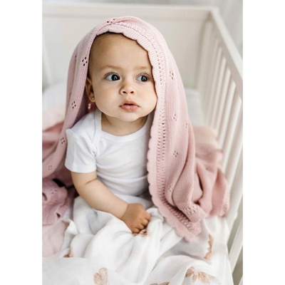 Lullalove Ažurková přikrývka DAISY Pudrová Růž