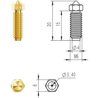 Anycubic Месинг Дюза за Anycubic Kobra 3 0.2-0.8mm 300°C